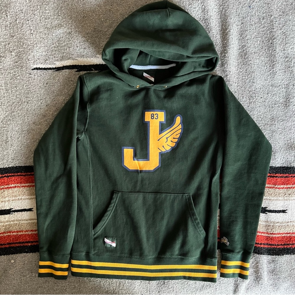 Tracksmith Green Hoodie with Yellow Accents